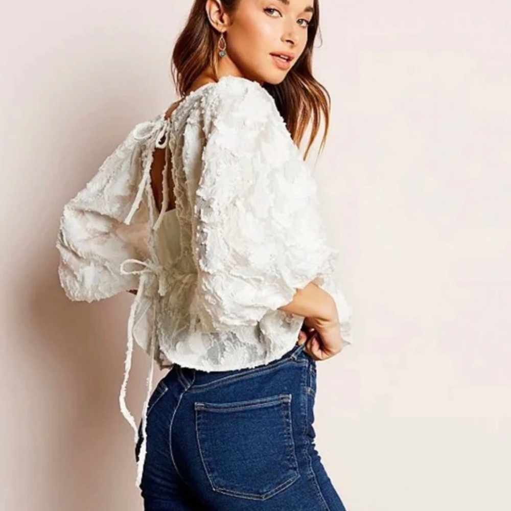 Free people white puff sleeve top